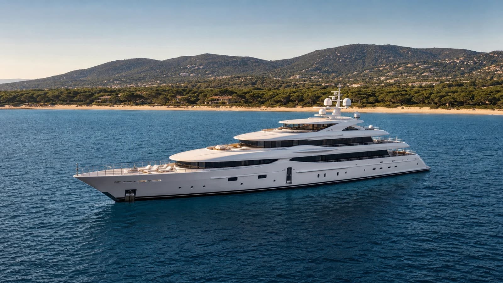 Luxury yacht anchored near St Tropez and Pampelonne Beach