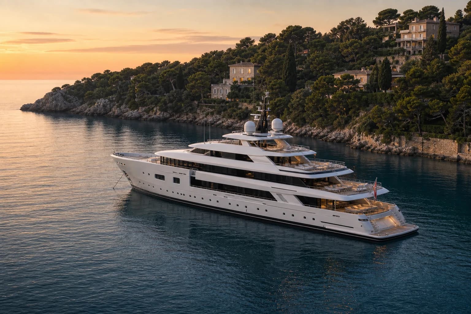 Cap Ferrat mega yacht charter route on the French Riviera