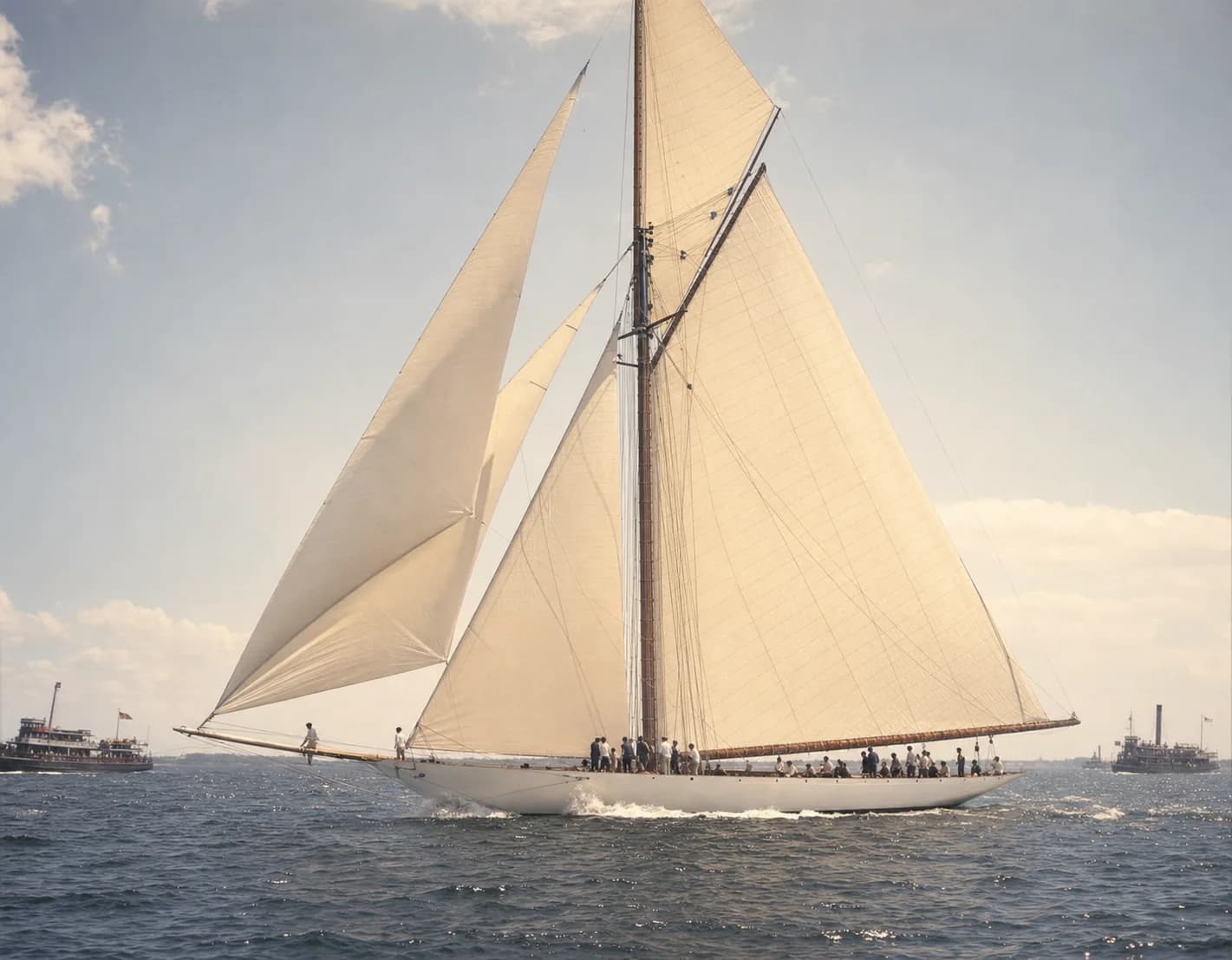Resolute racing under full sail during the 1920 America's Cup