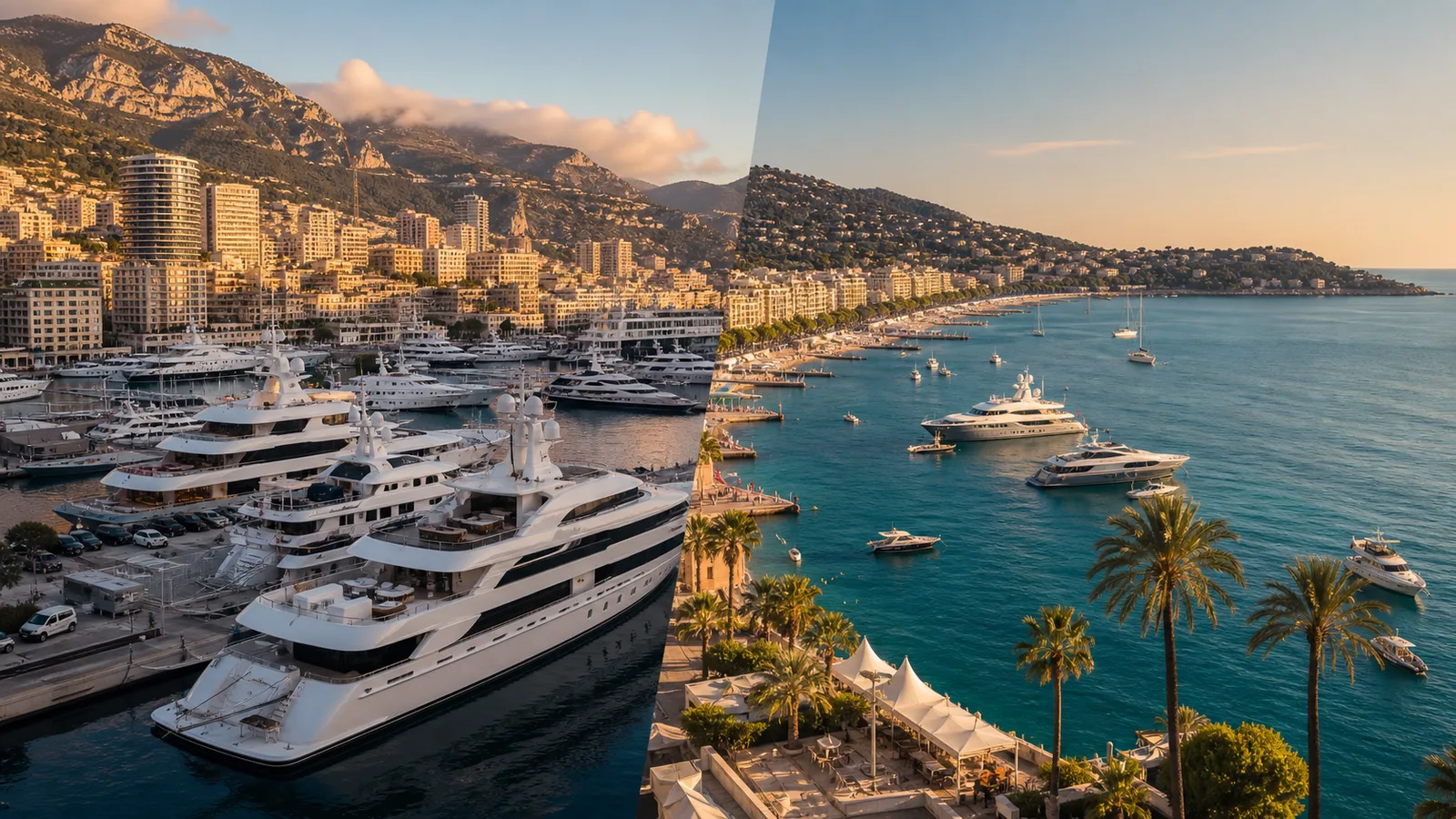French Riviera yacht charter route comparing Monaco and Cannes starting points